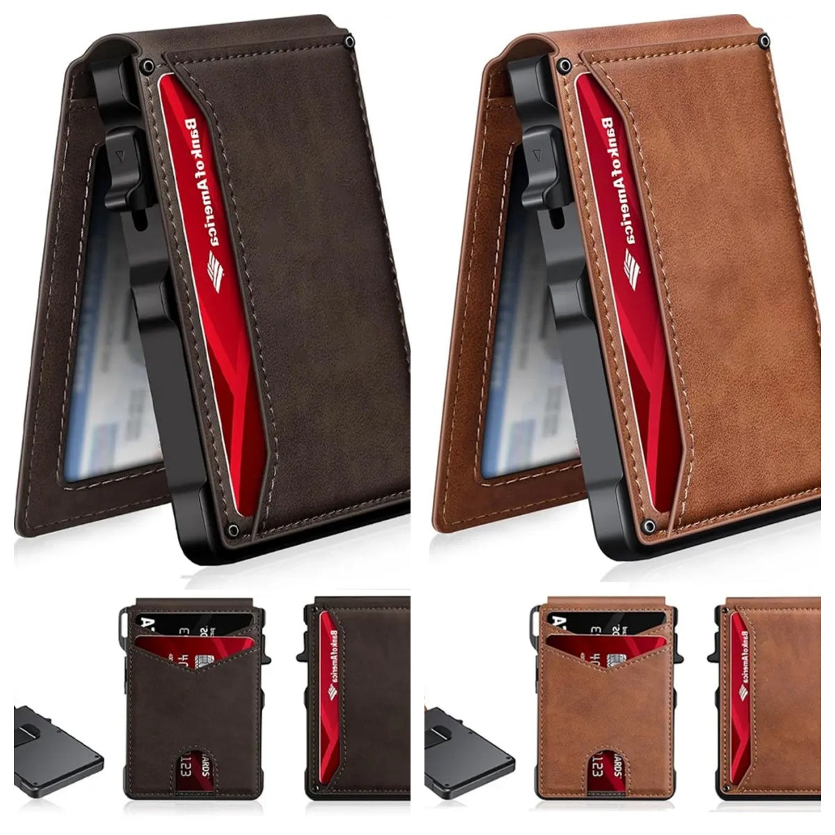 Aluminum Bifold Pop - Up,summerwins Minimalist Men’s Slim Wallet: 9 - 13 Cards, Money Clip