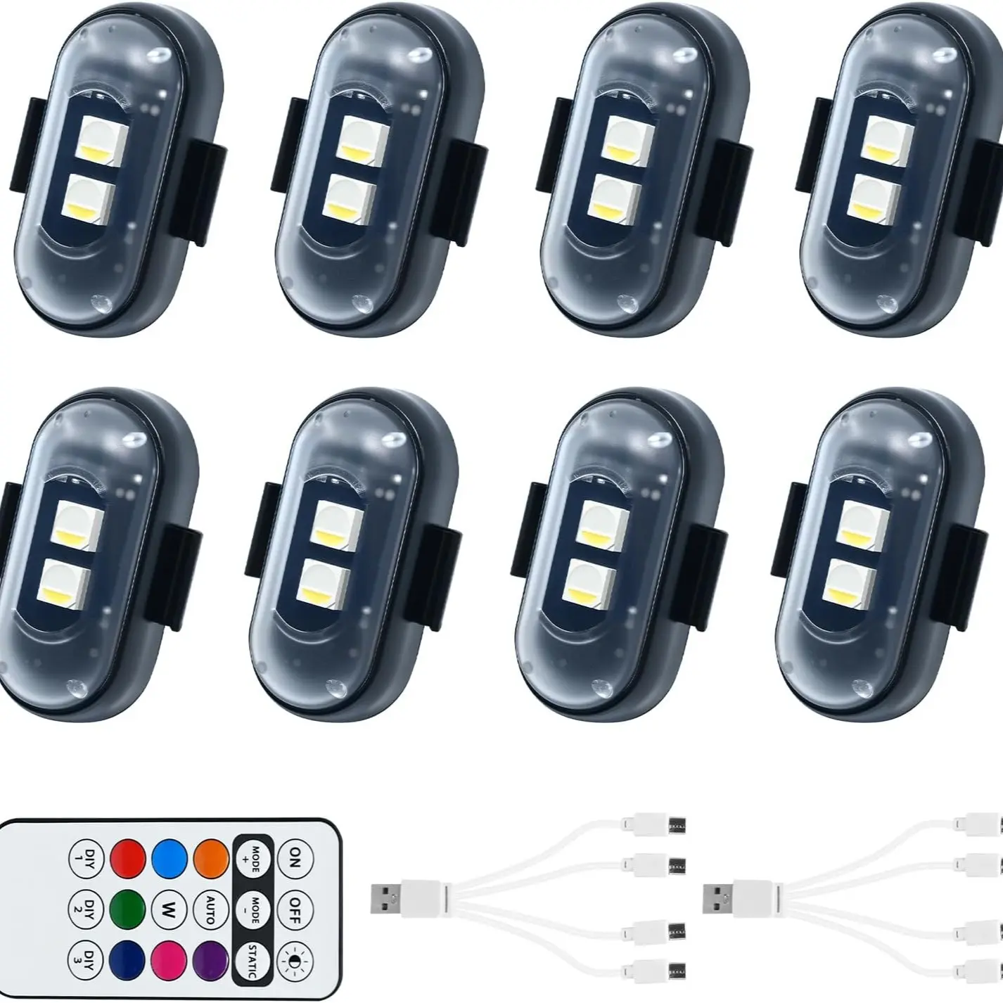 RGB Led Aircraft Strobe Light Remote Wireless Motorcycle Flash Light Warning Lights for   Bike Car Multifunctional