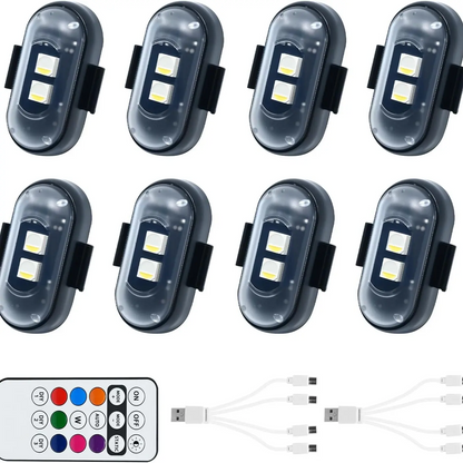 RGB Led Aircraft Strobe Light Remote Wireless Motorcycle Flash Light Warning Lights for   Bike Car Multifunctional