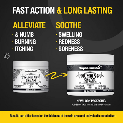 Tattoo Numbing Cream: Maximum Strength Lidocaine & Menthol for Long-Lasting Pain Relief During Tattoos, Piercings, and Waxing
