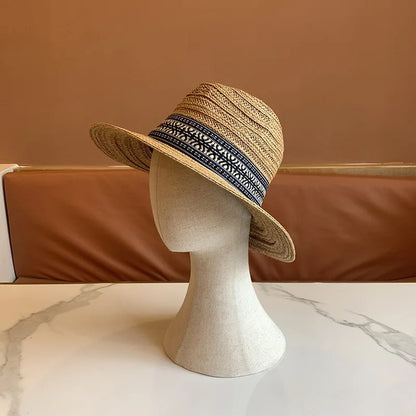 Summer Travel Paper Straw Hat Momen's Sun Protection Sunshade Flat Brim Jazz Hats Men Versatile Casual Outdoor Sun Hats Men