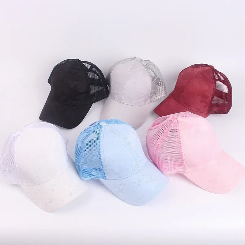Women's Ponytail Baseball Caps Spring Summer Cotton Mesh Sun Hat Running Snapback Hat Female Adjustable Girl Outdoor Visor Hats