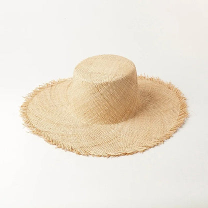 Fashion Trend Flat Top Straw Classic Treasure Grass Sun Protection Hat Outdoor Beach Hat Designer Black Cap