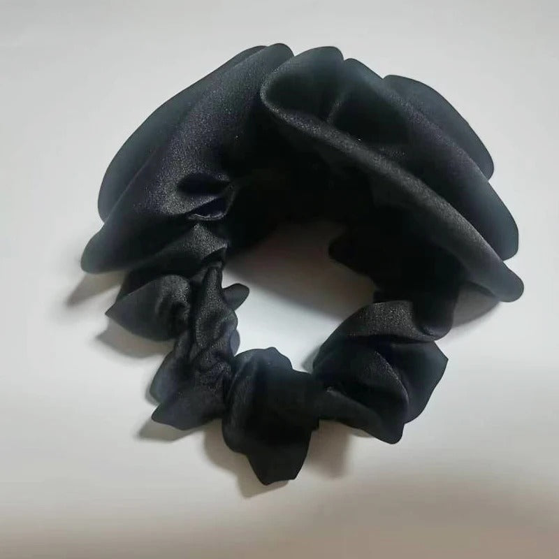 Satin Scrunchies Women 2 Rose Hair Bands Elastic Rubber Bands Back Ponytail Cute Summer Headwear Women's Hair Accessories