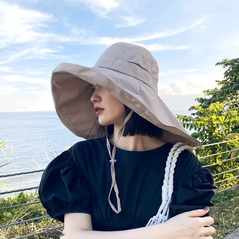 Wide Brim UPF 50+ Sun Hat Women Anti-UV Protection Hiking Fisherman Cap Fold Summer Solid Beach Bucekt Hat