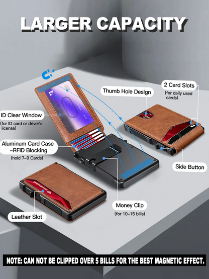 Aluminum Bifold Pop - Up,summerwins Minimalist Men’s Slim Wallet: 9 - 13 Cards, Money Clip