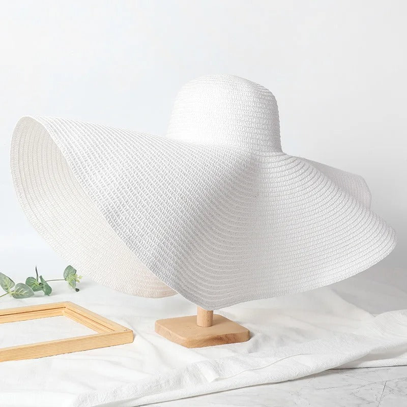 Lady Summer Wide Brim Straw  Hat  Oversized 70cm Foldable Beach Sun Hats Large  Uv Protection Sun Hat for Women