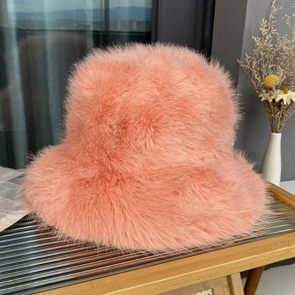 Rabbit Fur Knitted Scarf Hood Women Cashmere Beanies Winter Unisex Warm Skiing Hat Outdoor Ear Protection Bonnet