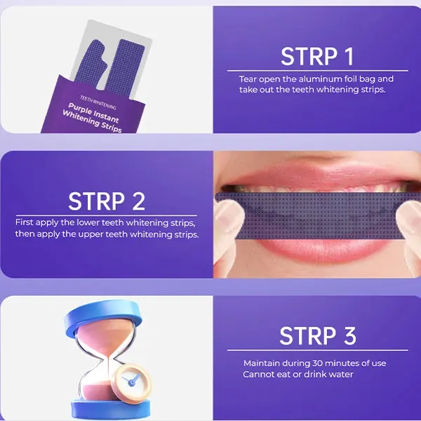Teeth Whitening Strips 14 Treatments, Enamel Safe for Sensitive Tooth, Purple Whitening Strips