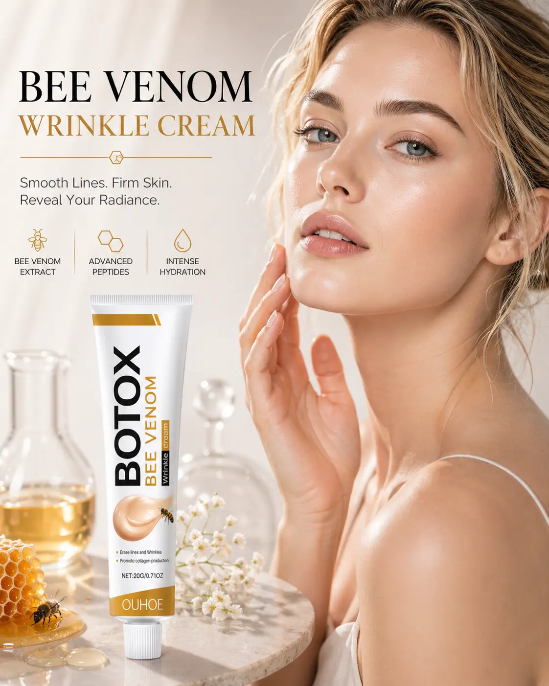 Venom Wrinkle Removal CreamLifting & Recovery, Bee Venom Cream, All Skin Types