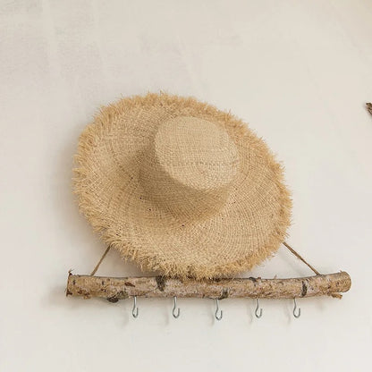 100% Handmade Natural Raffia Hats Women Flat Top Wide Brim Straw Hat Beach Hat Lady  Holiday Panama Sun Protection Sun Hat