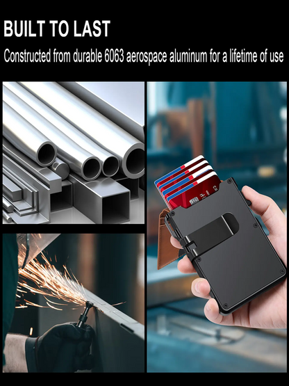 Aluminum Bifold Pop - Up,summerwins Minimalist Men’s Slim Wallet: 9 - 13 Cards, Money Clip