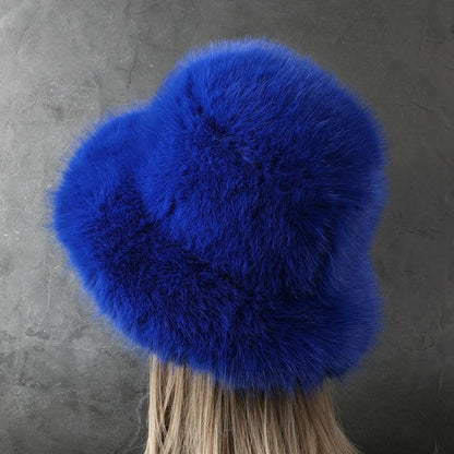 Rabbit Fur Knitted Scarf Hood Women Cashmere Beanies Winter Unisex Warm Skiing Hat Outdoor Ear Protection Bonnet