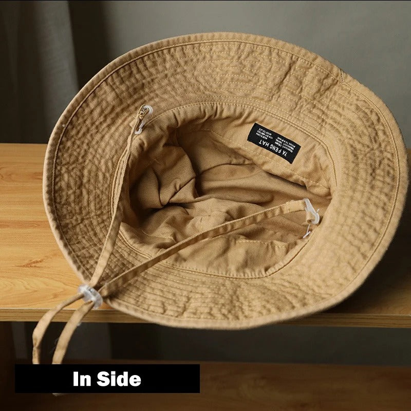 Cotton Breathable Bucket Hat Men Summer  Hiking Mountaineering Fisherman Hat Women  Foldable  Safari Style Fishing Hat