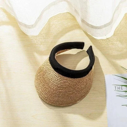 Straw Empty Top for Women Summer Hat Ladies Sun Protection Outdoor Sports Fishing Vacation Beach Hat Chapeau