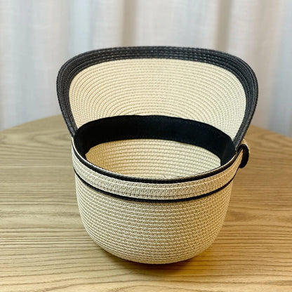 Summer Sun Straw Baseball Cap Women's Sunscreen Visor Hat Widened Brim Anti-UV Ourdoor Causal Basin Riding cap straw hat female