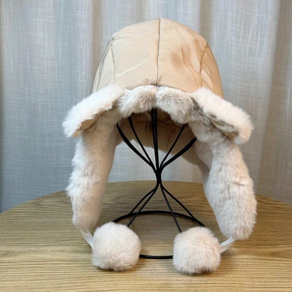 New Cute Fox Cat Ear Plush Ear Protection Hat For Women In Autumn And Winter Plus Velvet And Thickened Ski Warm Hat