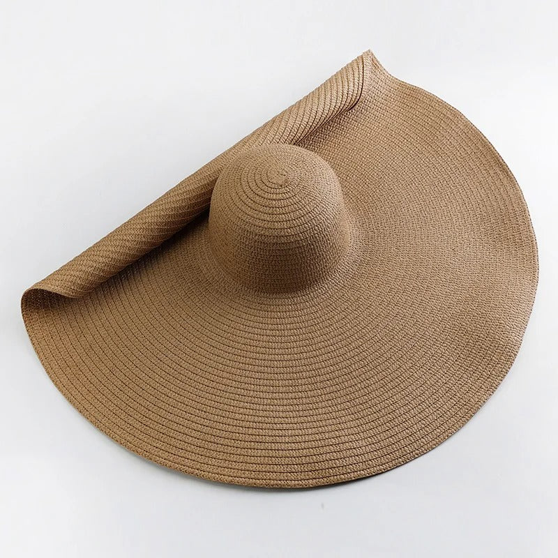Lady Summer Wide Brim Straw  Hat  Oversized 70cm Foldable Beach Sun Hats Large  Uv Protection Sun Hat for Women