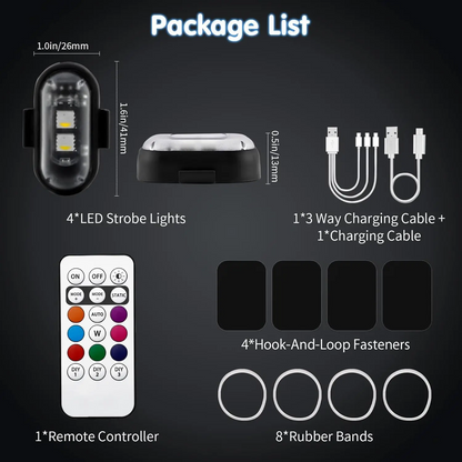 RGB Led Aircraft Strobe Light Remote Wireless Motorcycle Flash Light Warning Lights for   Bike Car Multifunctional