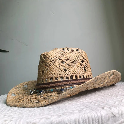 Cowboy Straw Hat Western Cowboy Sun Hat Spring Knight Hat Unisex Jazz Hat Summer Wide brimmed Hat sombrero hombre