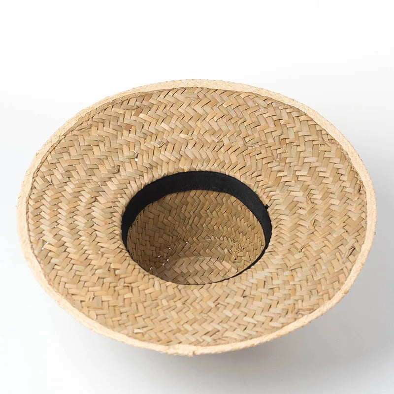 Retro High Top Big  Straw Hat Men Women Stage Catwalk Concave Modeling Sunscreen Shading Beach Straw Hat