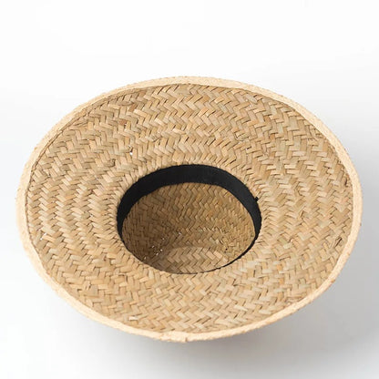 Retro High Top Big  Straw Hat Men Women Stage Catwalk Concave Modeling Sunscreen Shading Beach Straw Hat