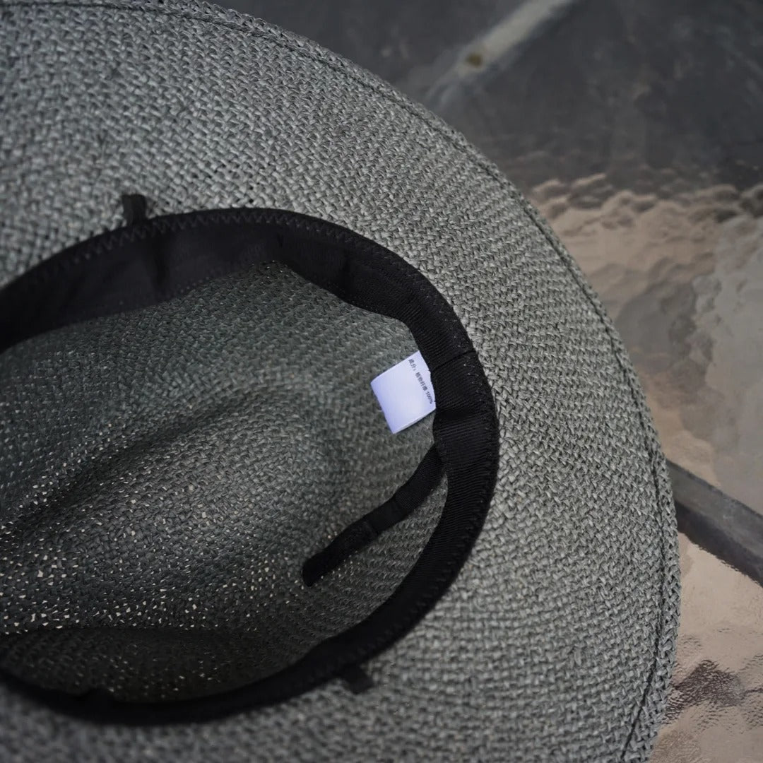 New Classical Gray Women Wide Brim Straw Panama Hat Ladies Fedora Hat Summer Beach Sun Hat
