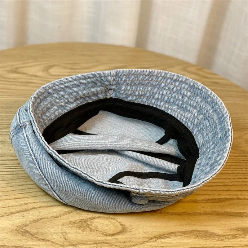 Cotton Jeans Berets Hat for Women Summer Panama Denim Fabric Sunbonnet Outdoor Casual Bucket Hat Beach Hat Sun Hat Female