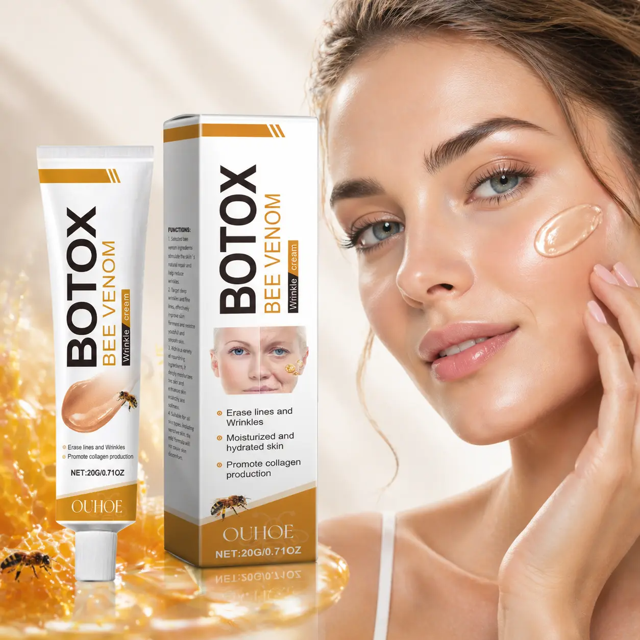 Venom Wrinkle Removal CreamLifting & Recovery, Bee Venom Cream, All Skin Types