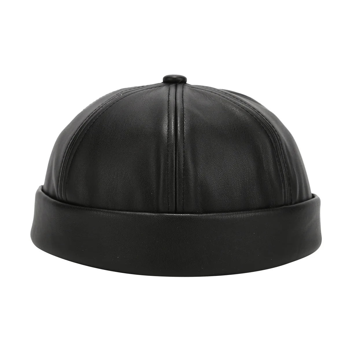 Solid Color PU Leather Landlord Hat Men Women Simplicity Retro Melon Skin Caps Autumn Winter Adjustable Docker Hat Fashionable