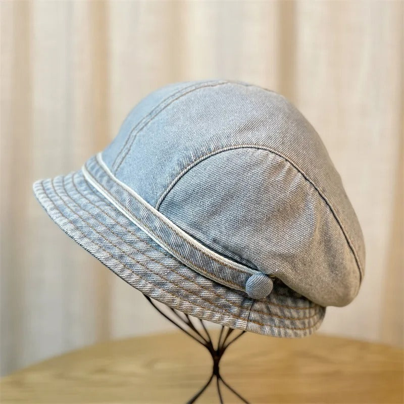 Cotton Jeans Berets Hat for Women Summer Panama Denim Fabric Sunbonnet Outdoor Casual Bucket Hat Beach Hat Sun Hat Female
