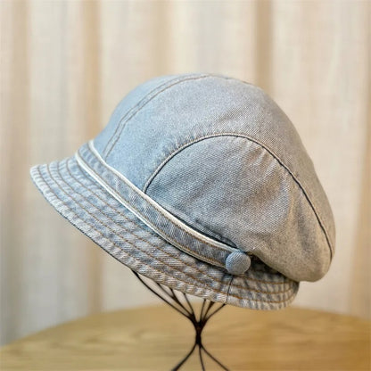Cotton Jeans Berets Hat for Women Summer Panama Denim Fabric Sunbonnet Outdoor Casual Bucket Hat Beach Hat Sun Hat Female