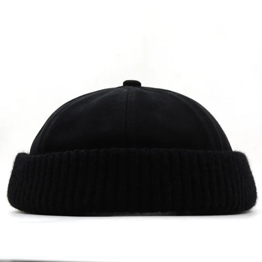 Knitted Beanies Women Men Warm Thick Winter Hat Fashion Docker Sailor Biker Cap Vintage Brimless Hat