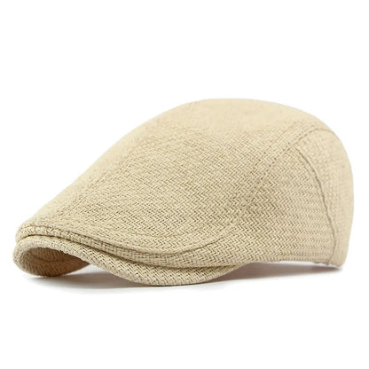Beret Spring Summer Straw Sun Cap Hat Men Women Breathable Flat Beret Cap Male Female Adjustable Artist Painter Beret Hat