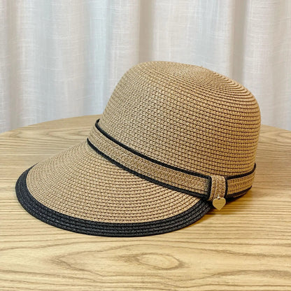 Summer Sun Straw Baseball Cap Women's Sunscreen Visor Hat Widened Brim Anti-UV Ourdoor Causal Basin Riding cap straw hat female