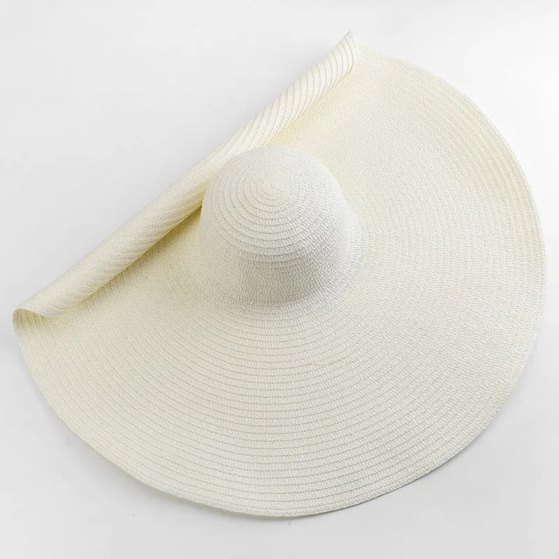 Lady Summer Wide Brim Straw  Hat  Oversized 70cm Foldable Beach Sun Hats Large  Uv Protection Sun Hat for Women