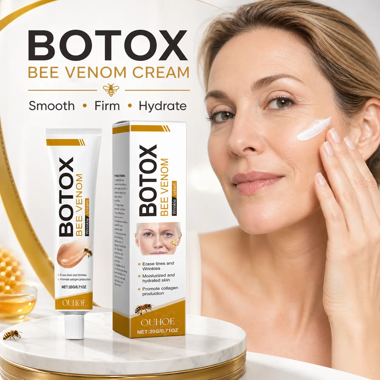 Venom Wrinkle Removal CreamLifting & Recovery, Bee Venom Cream, All Skin Types