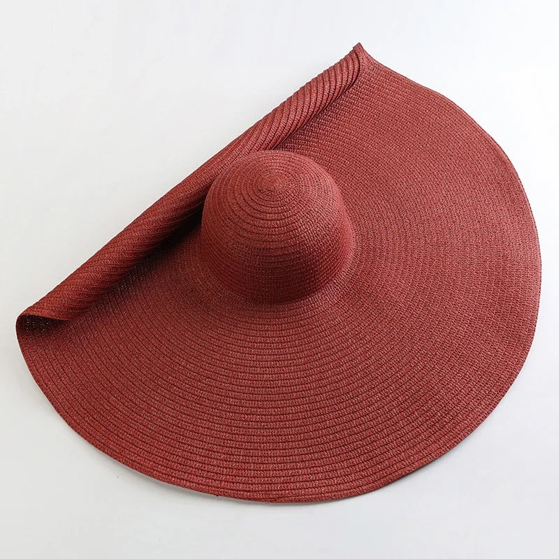 Lady Summer Wide Brim Straw  Hat  Oversized 70cm Foldable Beach Sun Hats Large  Uv Protection Sun Hat for Women