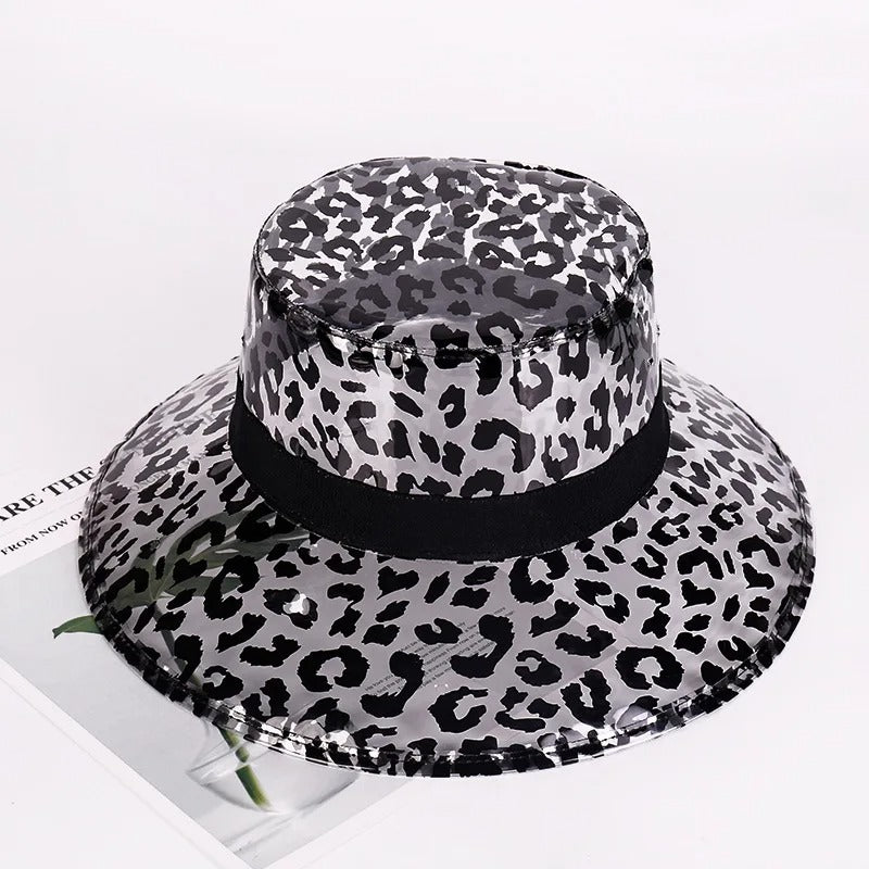 Transparent Women's Buckets PVC Hats Caps Girls Gorras Ladies  Beach Sun Visor Waterproof Rain Hat Plastic Wide Brim Caps