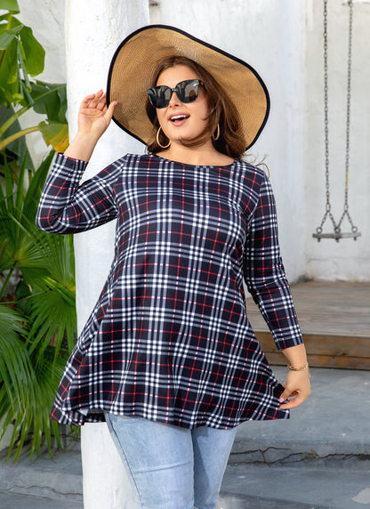 Womens Tops - Plus Size Tunics 3/4 Sleeve Loose Fit Dressy Casual Long Swing Flowy Lady Blouses Shirts Wear with Leggings Teals Blue Clothing A5 SATBC