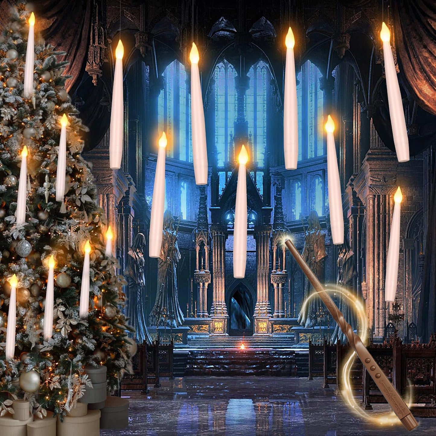 Flameless Candles with Magic Wand Remote for Christmas Decor