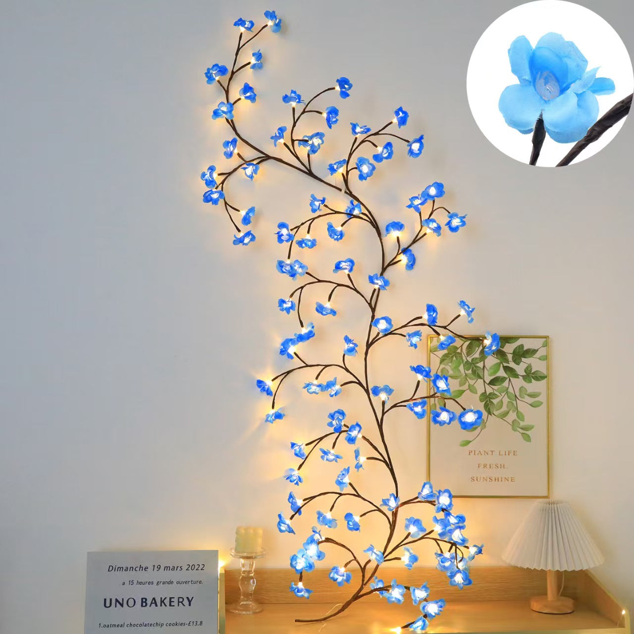 144 LED Branch Vine Light Decorative Flowers DIY Installation for Living Room Bedroom Outdoor Decoration