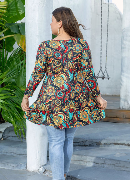 Womens Tops - Plus Size Tunics 3/4 Sleeve Loose Fit Dressy Casual Long Swing Flowy Lady Blouses Shirts Wear with Leggings Teals Blue Clothing A2 SATOF