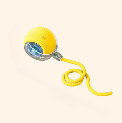 Electric Rolling Cat Ball Toy with Rope, Interactive Cat Teaser Toy