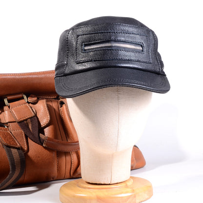 Genuine Leather Military Cap Men's Real Leather Winter Adjustable Flat Baseball Trucker Caps/Hats