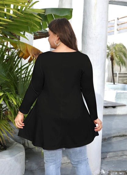Womens Tops - Plus Size Tunics 3/4 Sleeve Loose Fit Dressy Casual Long Swing Flowy Lady Blouses Shirts Wear with Leggings Teals Blue Clothing A9 SATB