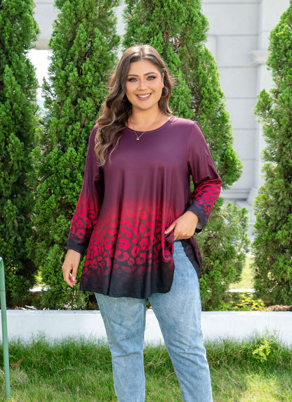 Womens Tunic 3/4 Sleeve Plus Size Tops Crew Neck Swing Flowy Loose Fit T-Shirt Blouses to Wear with Leggings Red Black Tunic