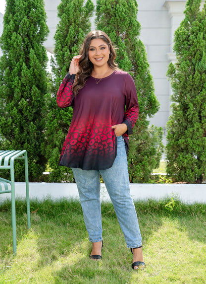 Womens Tunic 3/4 Sleeve Plus Size Tops Crew Neck Swing Flowy Loose Fit T-Shirt Blouses to Wear with Leggings Red Black Tunic