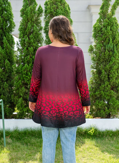 Womens Tunic 3/4 Sleeve Plus Size Tops Crew Neck Swing Flowy Loose Fit T-Shirt Blouses to Wear with Leggings Red Black Tunic