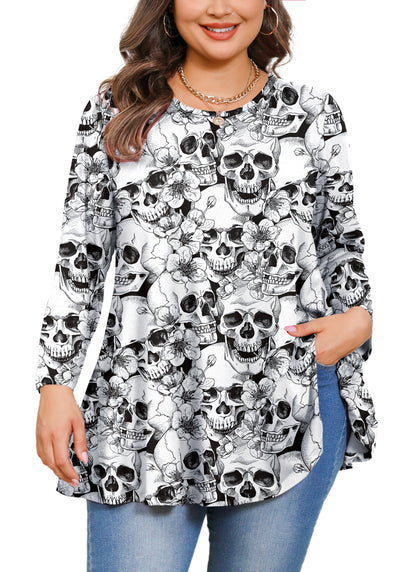 Womens Tops - Plus Size Tunics 3/4 Sleeve Loose Fit Dressy Casual Long Swing Flowy Lady Blouses Shirts Wear with Leggings Teals Blue Clothing A43 SATBWFS
